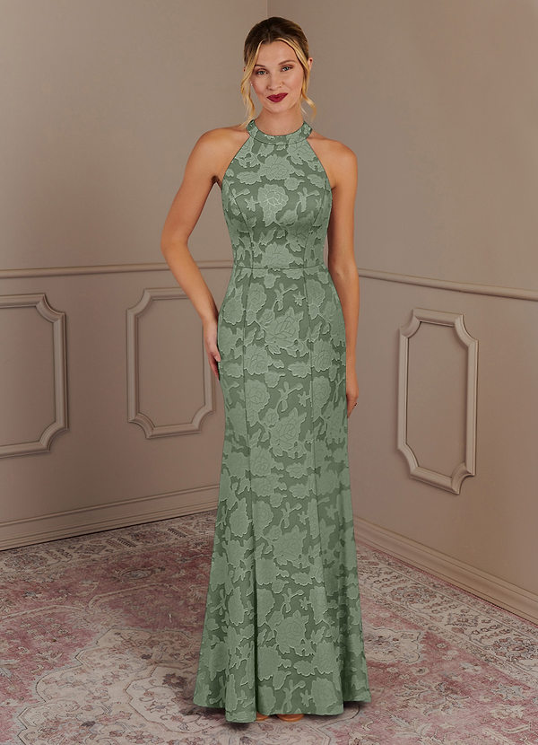 Azazie Tyra Mother of the Brides Dresses Matcha Mermaid Floral Burnout Dress image1