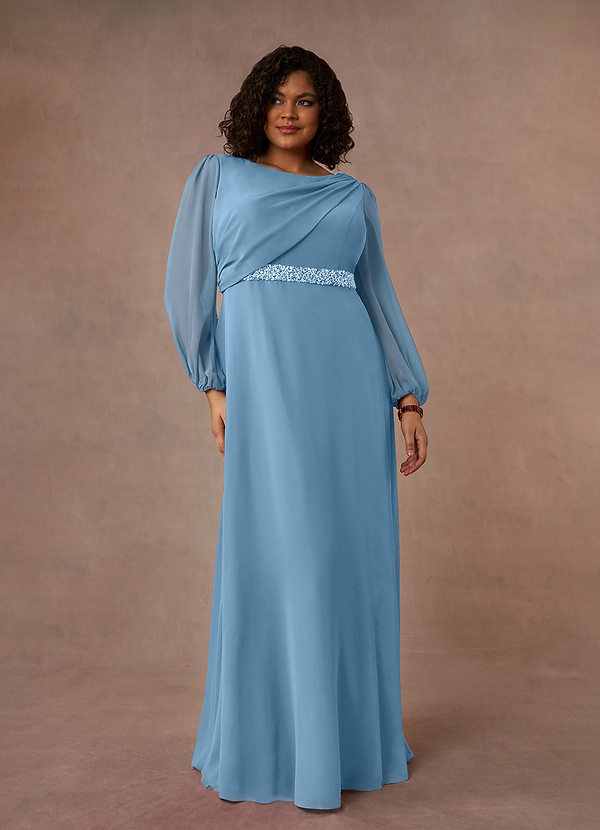 Azazie Priyanka Suknie dla Matki Panny Młodej Linia A Pofałdowany Szyfon Długość podłogi Sukienka image1