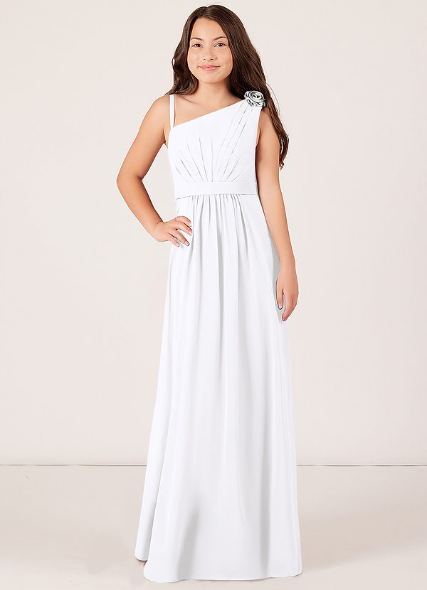 Azazie Rala A-Line Pleated Chiffon Floor-Length Junior Bridesmaid Dress image1