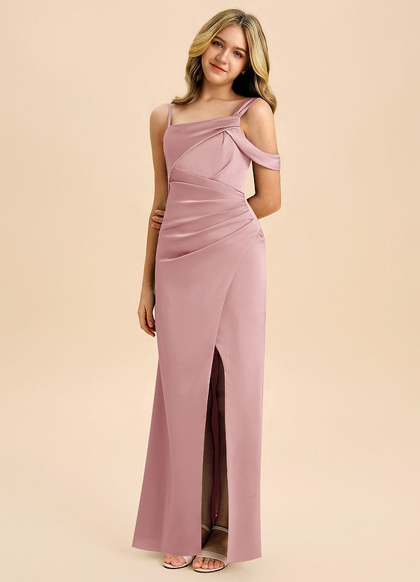 Azazie Wynter Junior Abito in Raso Elasticizzato Plissettato Rosa Polverosa image1