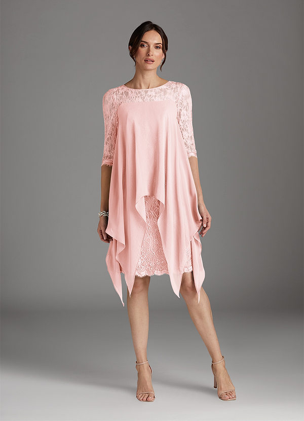 Azazie Flo Mother of the Brides Dresses Blushing Pink A-Line Lace Chiffon Dress image1