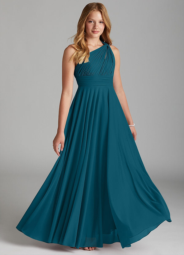 Azazie Charlize Junior A-Linie Gittergewebe Kleid Tintenblau image1