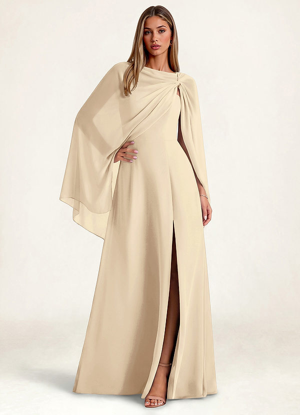 front Azazie Bijpassende lange, zwierige chiffon cape