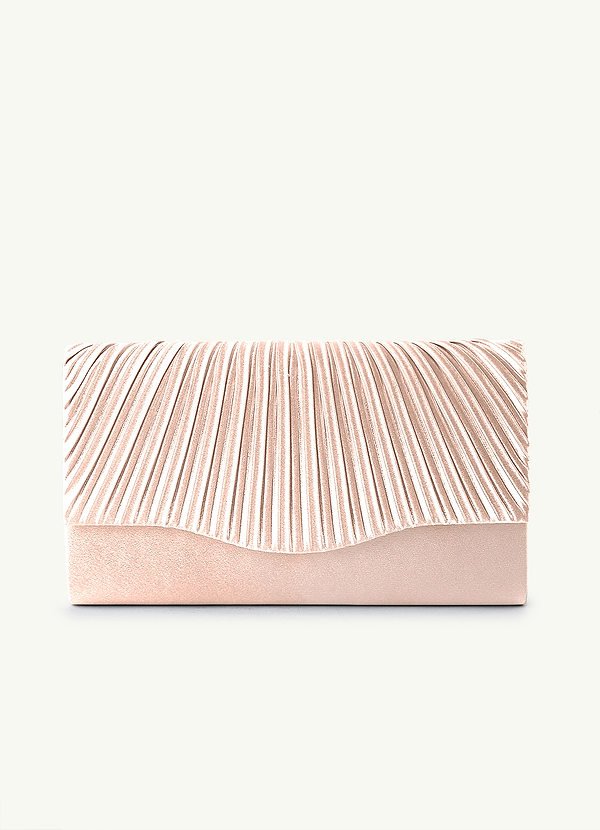 front Pochette enveloppe en satin métallisé plissé de couleur assortie