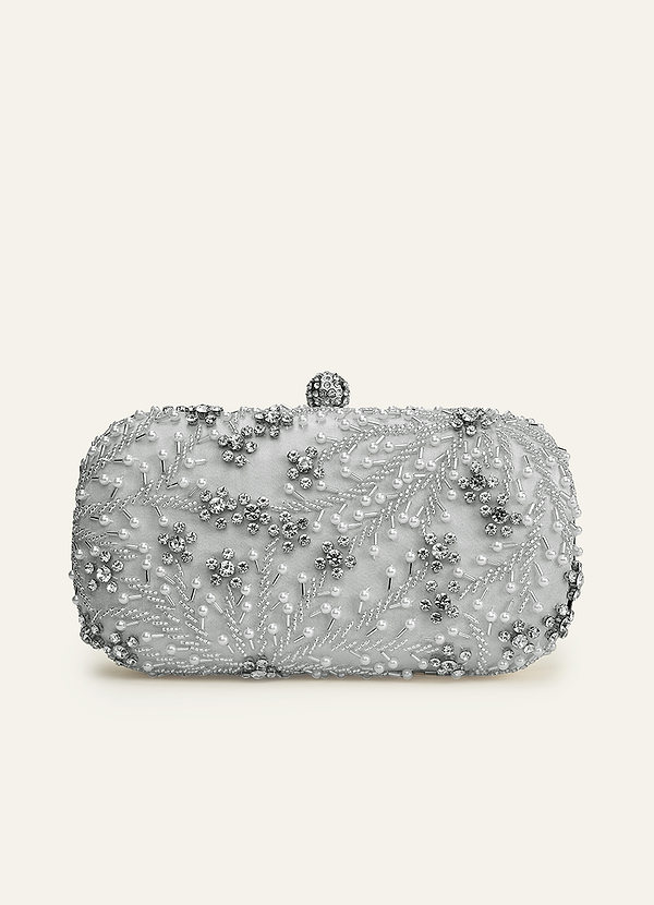 front Pearl & Crystal Beaded Clutch Bag