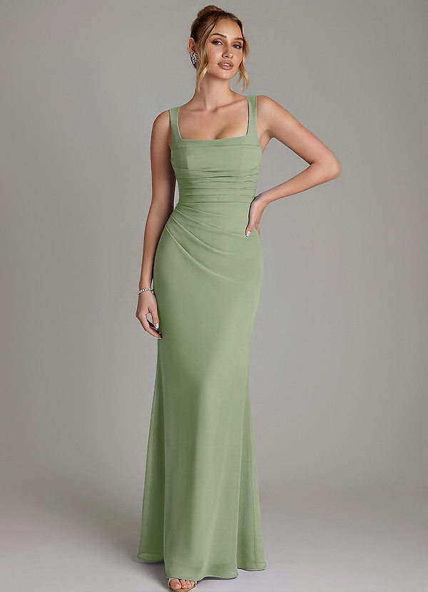 Azazie Agustina Bridesmaid Dresses Pistachio Mermaid Corset Chiffon Dress image1