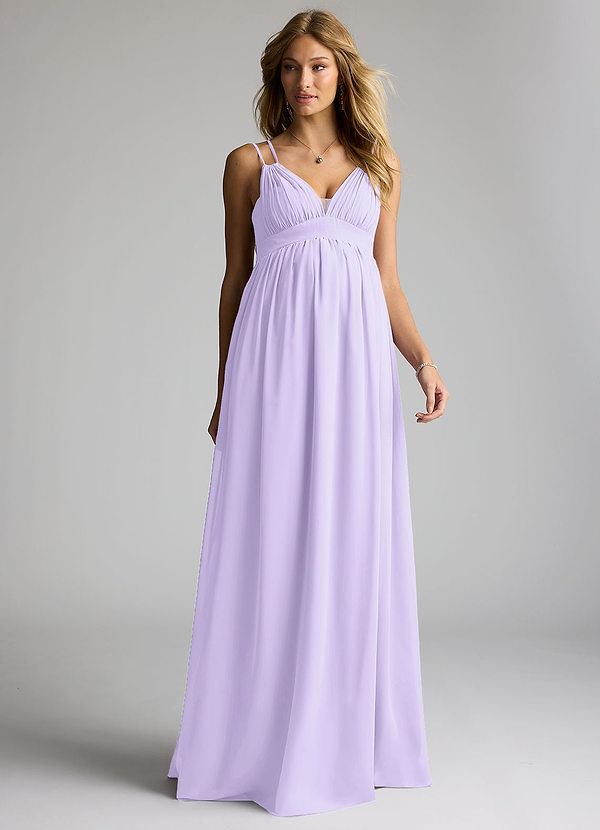 Azazie Emree Maternity Bridesmaid Dresses A-Line Chiffon Floor-Length Dress image1