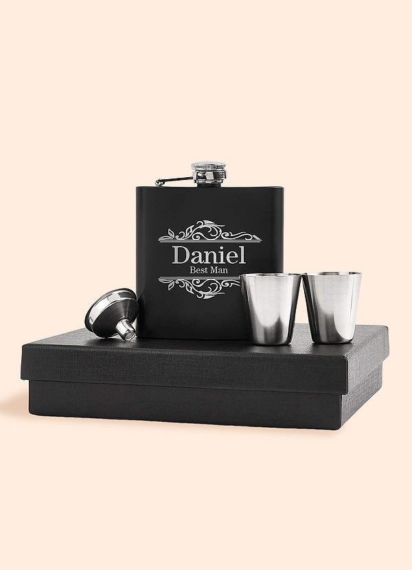 front Customizable Flask and Shot Glass Set