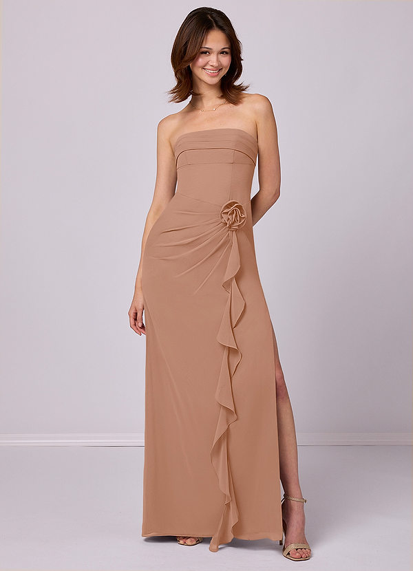 Barbie ♥ Azazie Suknie dla druhen Osłona Bez ramiączek Szyfon Do ziemi Sukienka image1