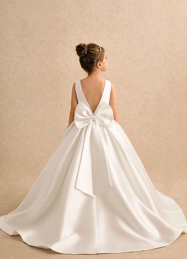 Azazie Ophelia Ivory Ball-Gown Bow Mikado Dress | Azazie