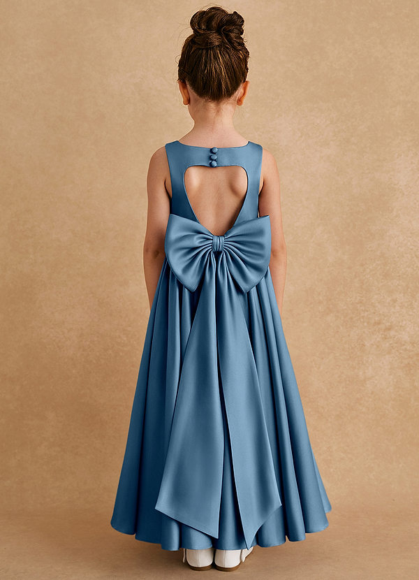 Azazie Bettie Flower Girl Dresses Bermuda A-Line Bow Matte Satin Dress image1