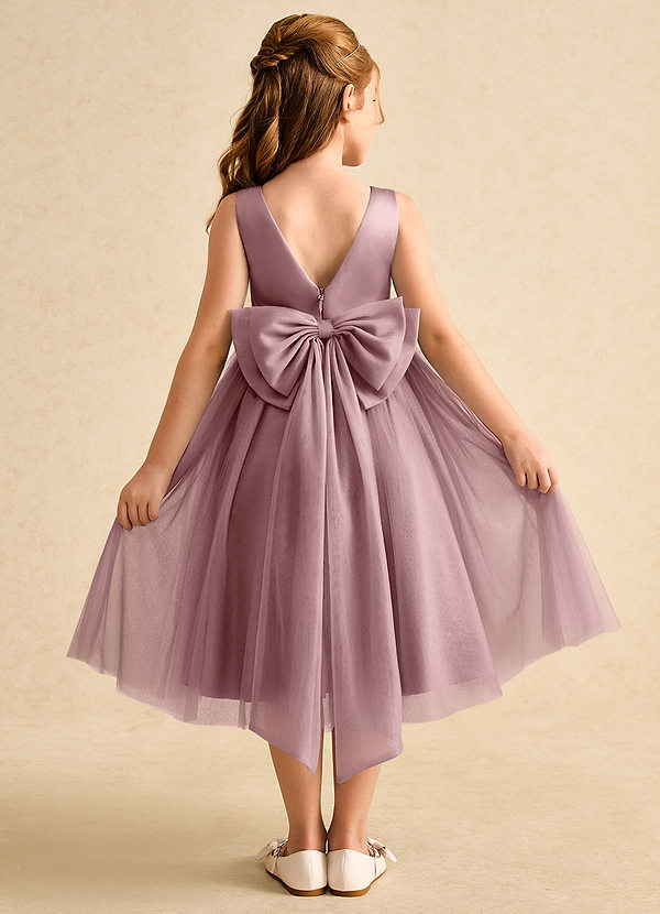 Azazie Winnie Abiti da Ragazza di Fiori Abito Principessa in Tulle Fiocco Rosa Polverosa image1