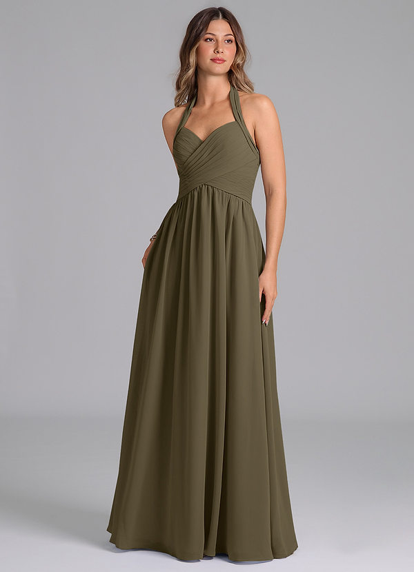 Azazie Darlyn Brudtärneklänningar Klänning av A-Linje i Chiffong Sweetheart halsringning Pilgrön image1