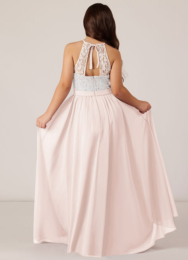 Azazie Fahari Junior Rose Petal A-Line Lace Chiffon Dress image1