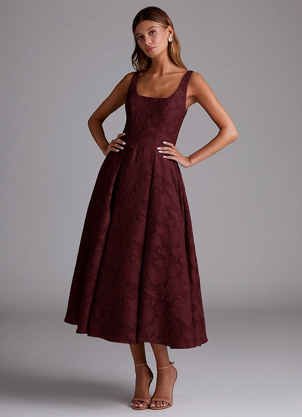 Amalie Wine A-line Midi Dress image1