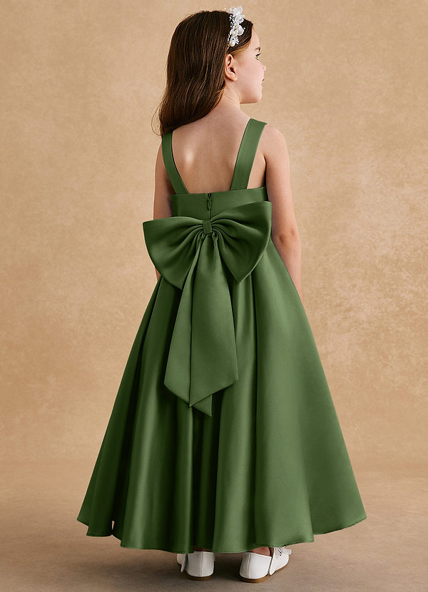 Azazie Honey Bear Sukienki dla dziewczynek sypiących kwiaty Linia A Pofałdowany Matowy satynowy Długość kostki Sukienka image1