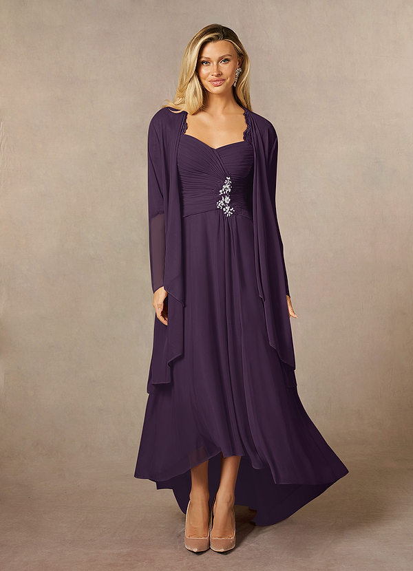 Azazie Anne Mother of the Brides Dresses Plum Sheath Sweetheart Sequins Lace Dress image1