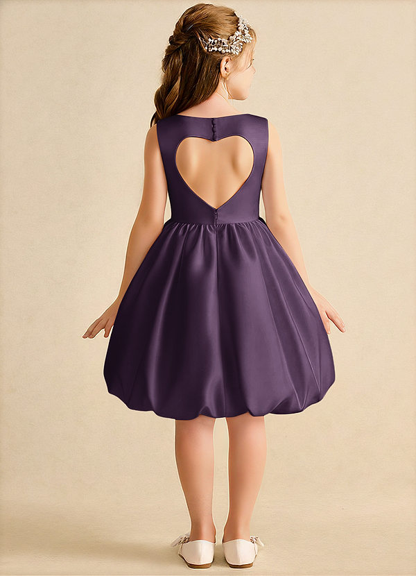 Azazie Nirvana Bloemenmeisjes Jurken Baljurk Jurk van Mat Satijn Ruches Pruim image1