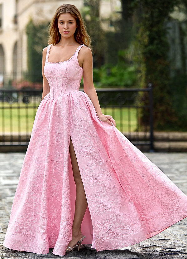 Andracas Rose Robe de bal trapèze à fleurs 3D image1