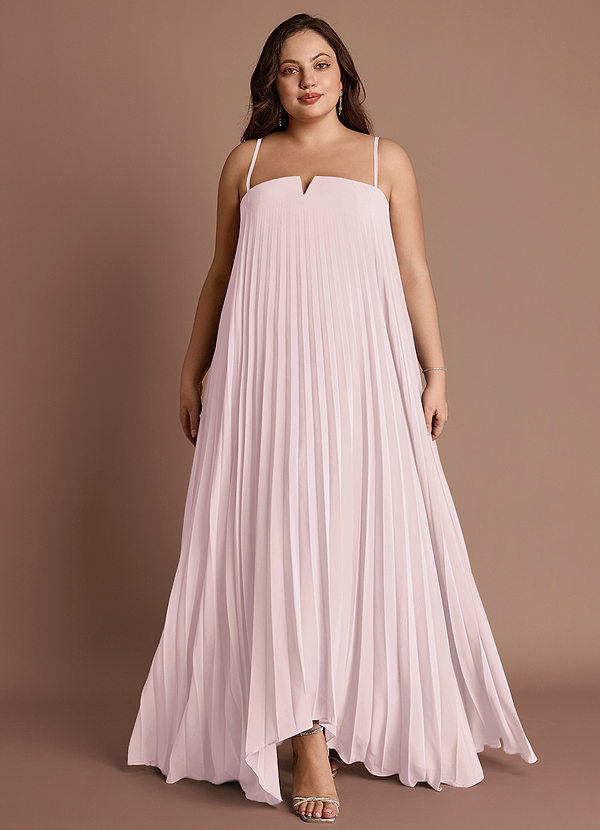 Nahla Powder Pink Plisseret maxikjole med heldækkende mønster image1