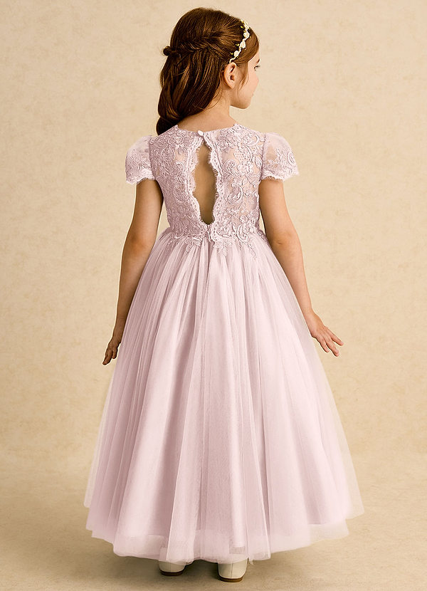 Puff Flower Girl Dresses Blushing Pink Ball-Gown Lace Tulle Dress image1