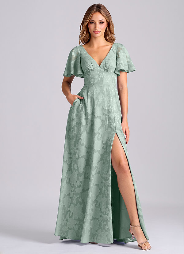 Kimber Bridesmaid Dresses Agave A-Line with Pockets Floral Burnout Dress image1