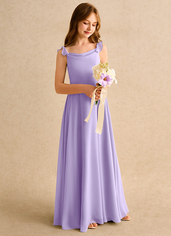 Azazie Puppy Girls Formal Flower Girl Dresses Lilac A-Line Pleated Chiffon Dress image1