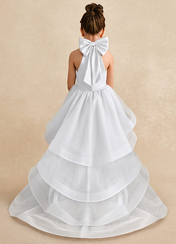 Azazie Bev Flower Girl Dresses White A-Line Convertible Tulle Dress image1