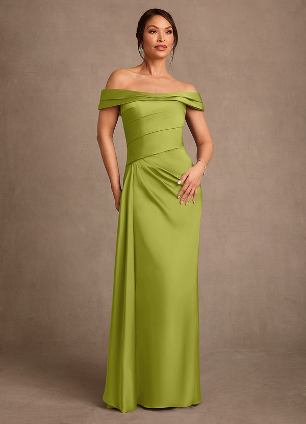 Azazie Beah Suknie dla Matki Panny Młodej Osłona Zza ramienia Satyna elastyczna Długość podłogi Sukienka image1