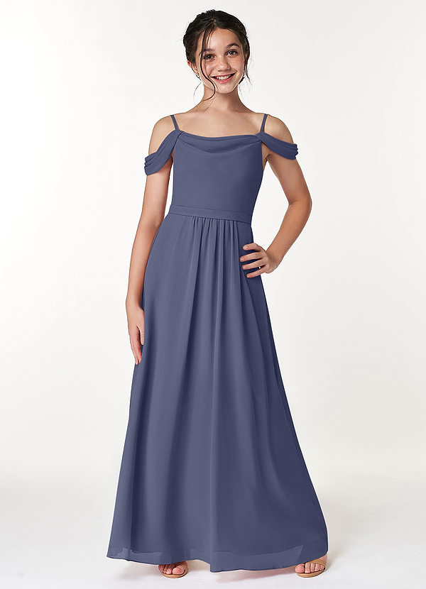Azazie Alivia A-Line Off the Shoulder Chiffon Floor-Length Junior Bridesmaid Dress image1