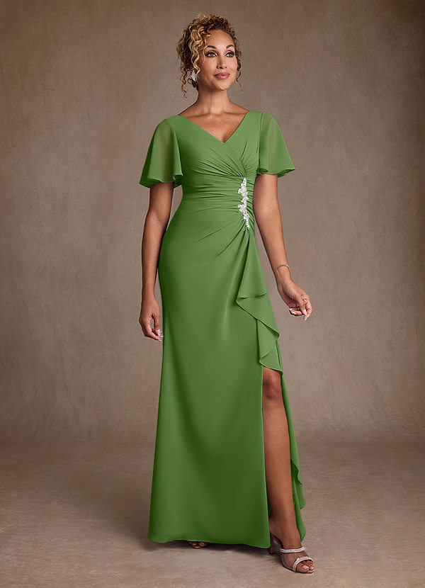 Azazie Suffolk Mother of the Brides Dresses Basil A-Line Pleated Chiffon Dress image1