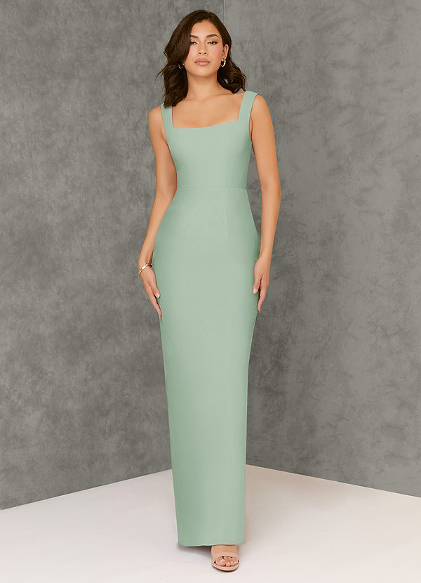 Azazie Flori Bridesmaid Dresses Agave Sheath Square Neckline Chiffon Dress image1