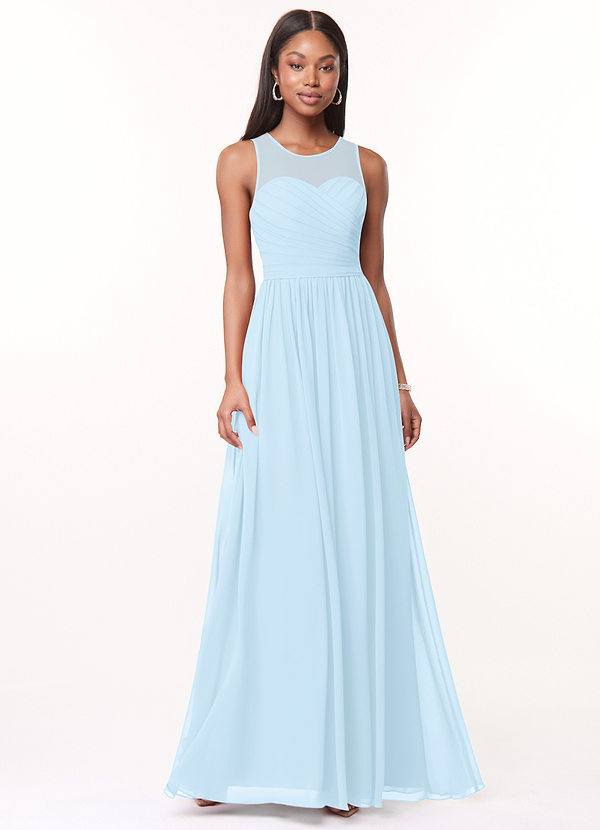 Azazie Nina Bridesmaid Dresses Sky Blue A-Line Pleated Chiffon Dress image1