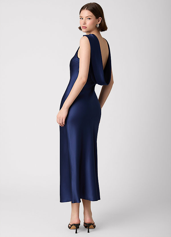 Alexisrose Navy 100% Washable Silk Maxi Dress image1