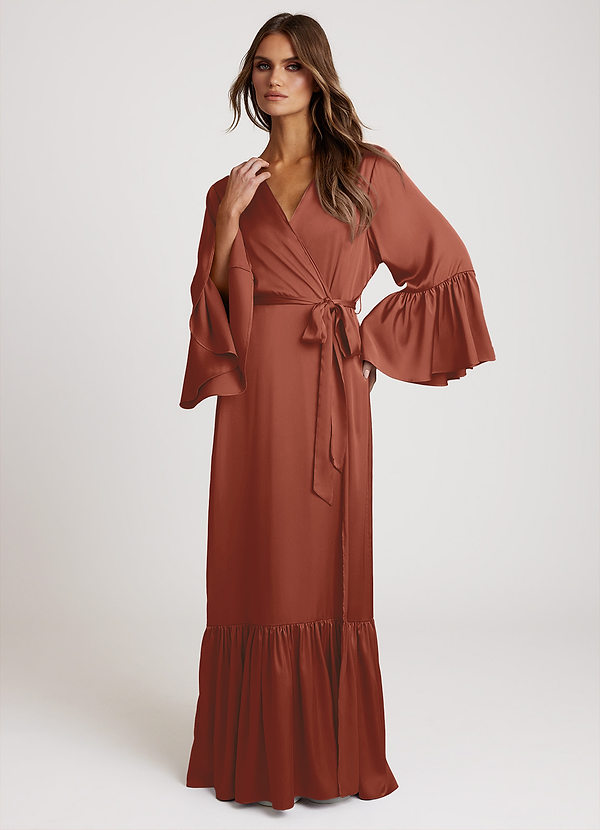 front Auburn Lang brudekåbe med flæser