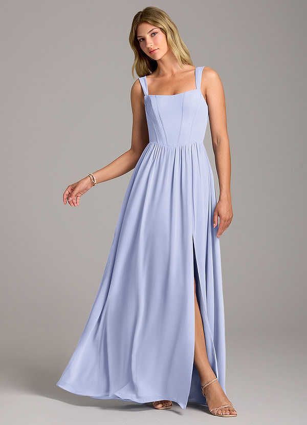 Azazie Rosaline Bridesmaid Dresses Lavender A-Line Side Slit Chiffon Dress image1