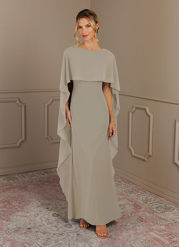 Azazie Dion Mother of the Brides Dresses Taupe Sheath Scoop Stretch Crepe Dress image1