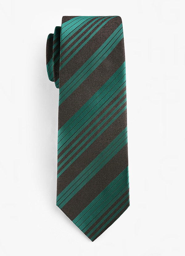 front Black and Green Striped Tie