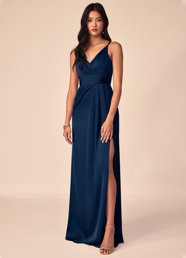 Azazie Aqua Stretch Satin Dress Brautjungfernkleider  image1