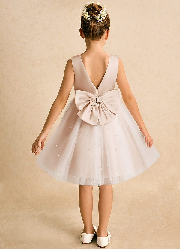 Azazie Esme Vestidos de Niña de Flores Vestido de Rosa Inglesa de Tul de Corte Princesa con Lazo image1