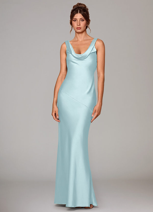 Azazie Rylina Bridesmaid Dresses Cloud Blue Mermaid Stretch Satin Dress image1