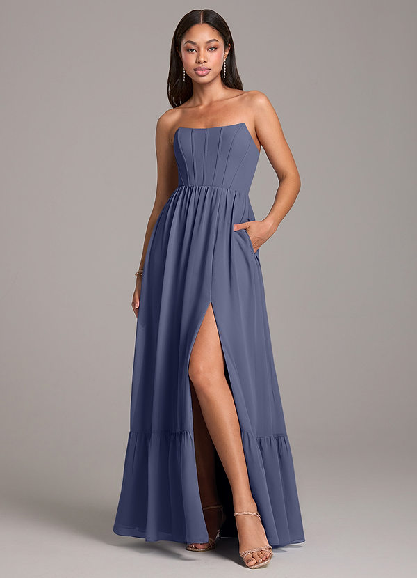 Azazie Kailee Bridesmaid Dresses Stormy A-Line with Pockets Chiffon Dress image1