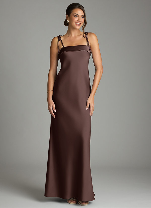 Azazie Ellia Bridesmaid Dresses Ganache Sheath Bow Stretch Satin Dress image1