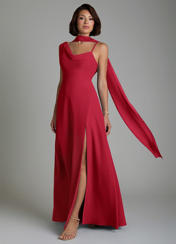 Azazie True Bridesmaid Dresses Scarlet A-Line Pleated Chiffon Dress image1