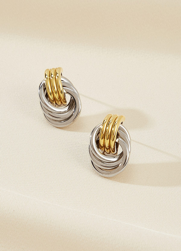 front Mixed Metal Interlocking Hoops