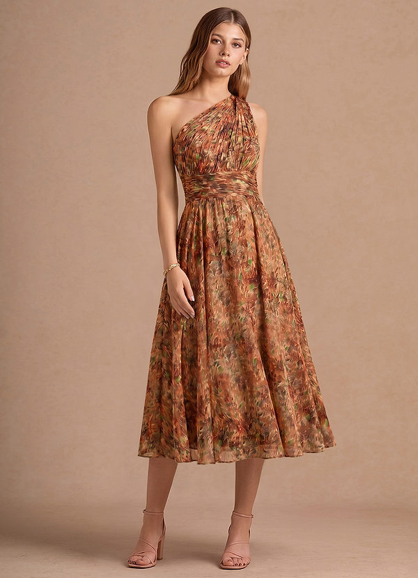 Noelle Orange Floral Midi Dress image1