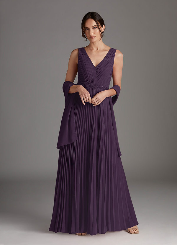 Azazie Kris Mother of the Brides Dresses Plum A-Line Sequins Chiffon Dress image1