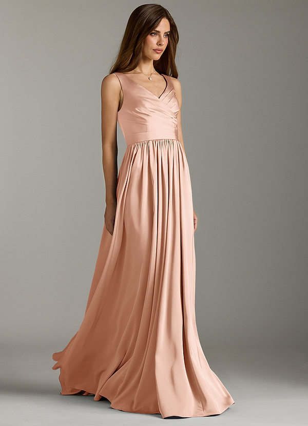 Keyla A-Line Pleated Stretch Satin Dress