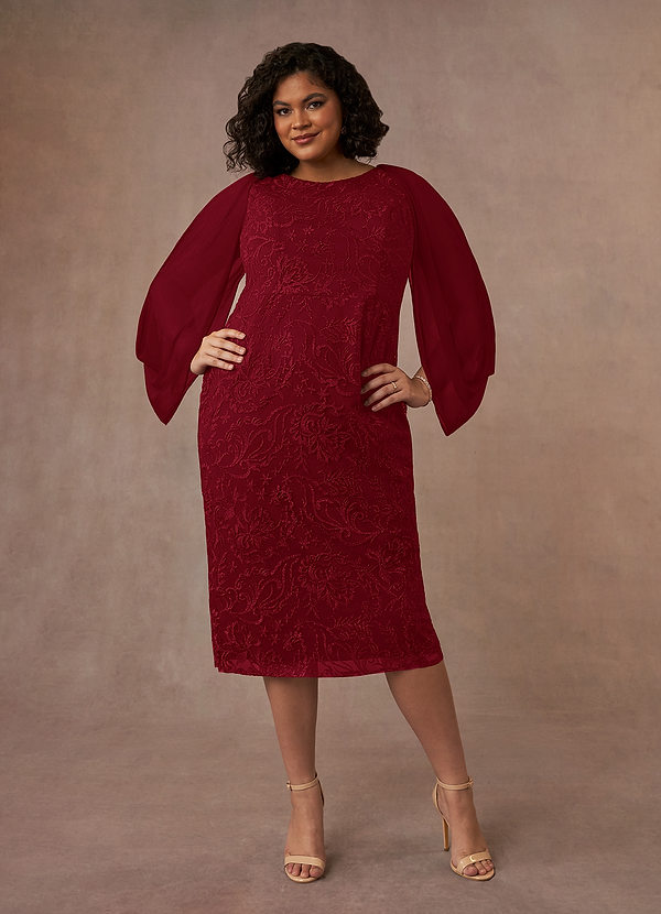 Azazie Mya Mother of the Brides Dresses Burgundy Sheath Scoop lace Lace Dress image1