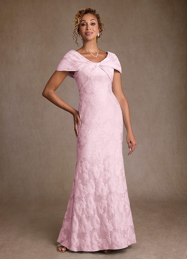 Azazie Amallia Vestidos de Madre de la Novia Vestido de Jacquard Morado de Jacquard Floral de Corte Sirena con Vestidos sin tirantes image1